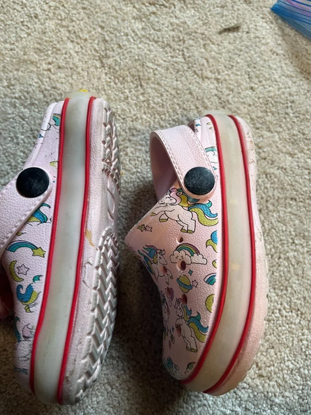 Pink Unicorn Rainbow Clogs Girls Size 25 Cute Casual Shoes 💗